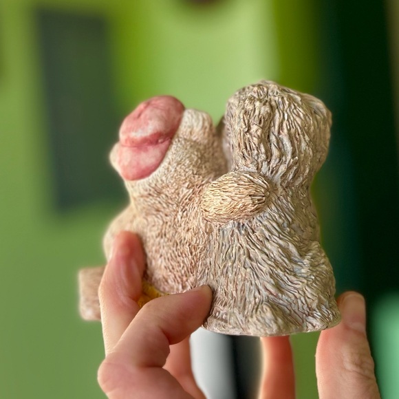 VTG Cute Rustic Shaggy Dog & Teddy Bear Cottagecore Mini Figurine Decor Accent - Picture 7 of 11